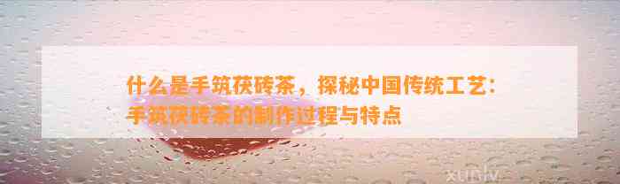 PG电子平台什么是手筑茯砖茶探秘中国传统工艺：手筑茯砖茶的过程与特点(图1)